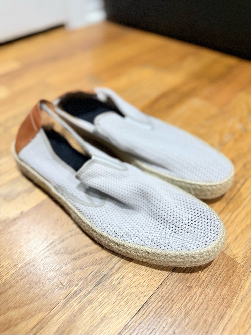 Aldo Men's Slip-On Espadrilles in Light Gray with Tan Heel Accent 12